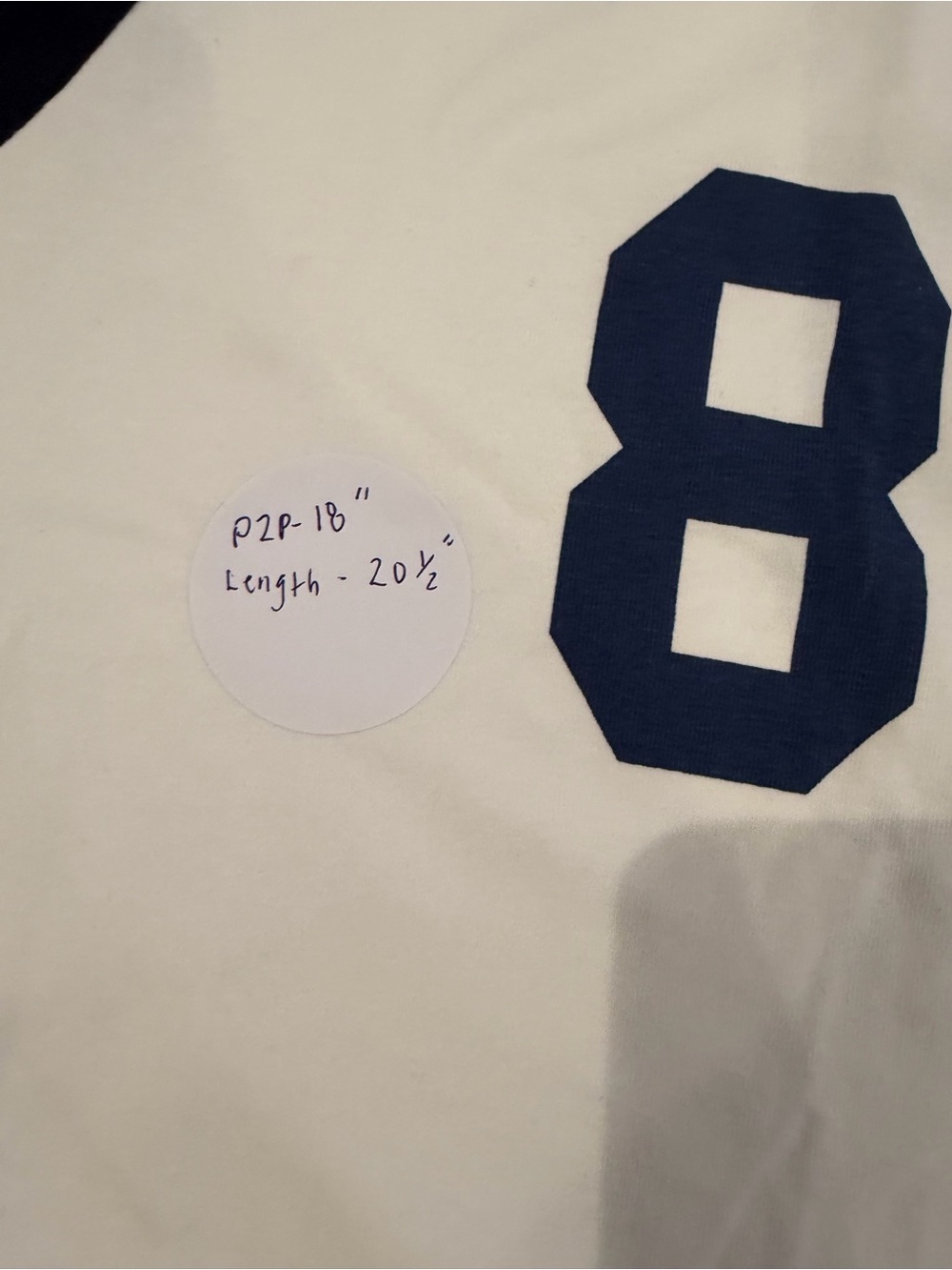White & Navy '80' Raglan Tee - Picture 6 of 6